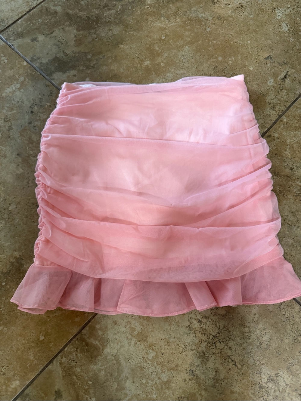 Soft Pink Layered Mini Skirt with Ruffle Hem